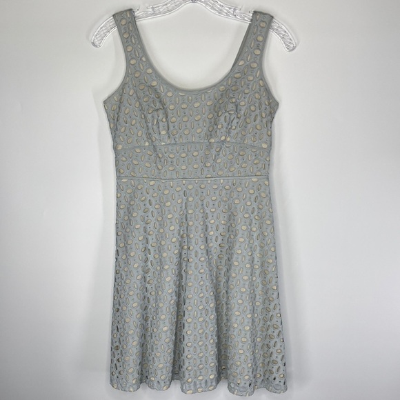 Ann Taylor Loft Light Gray A-Line Eyelet Sleeveless Dress NWT 00P - Picture 1 of 10